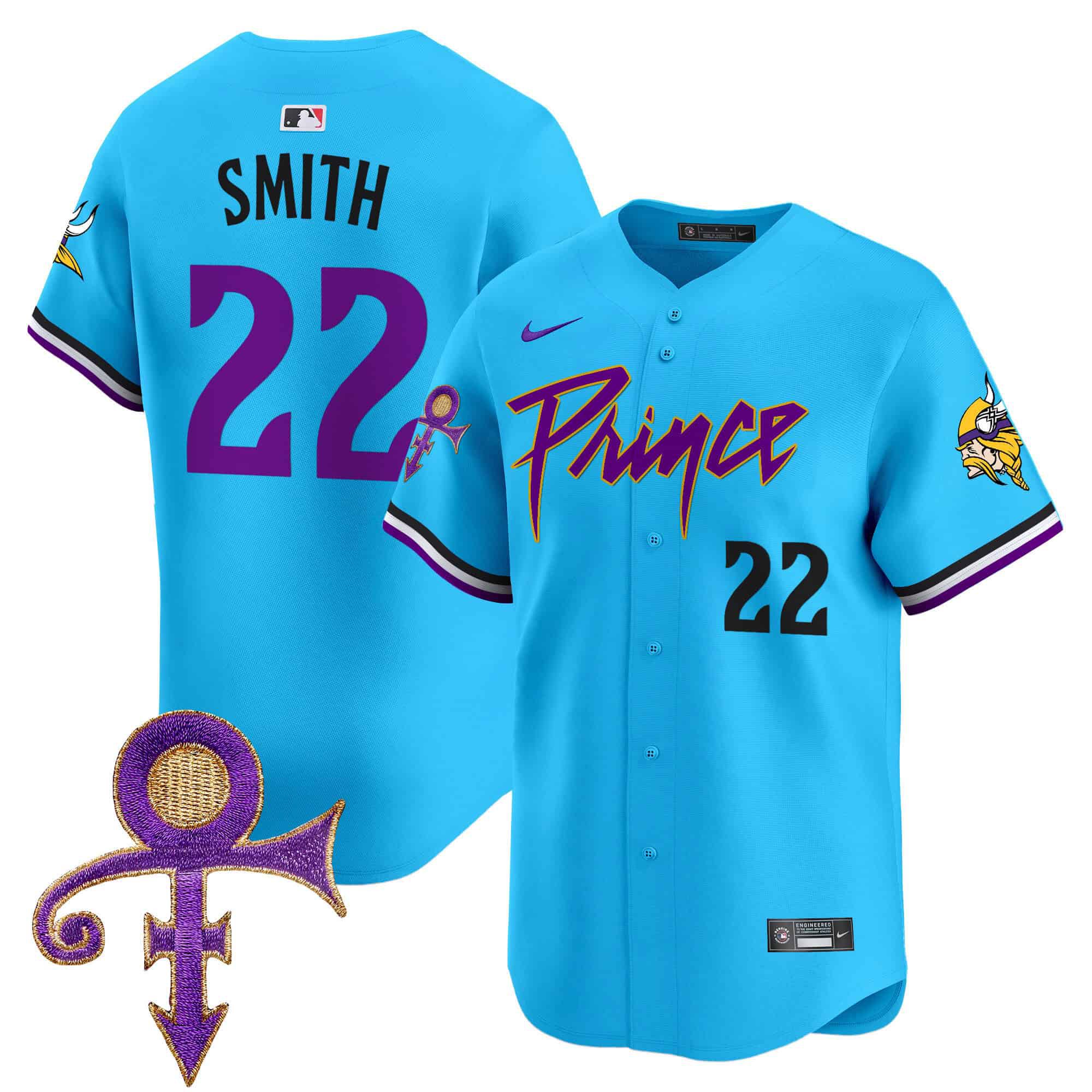 Men Minnesota Vikings #22 Smith Light Blue 2024 Nike Prince Patch Vapor Premier Limited NFL Jersey